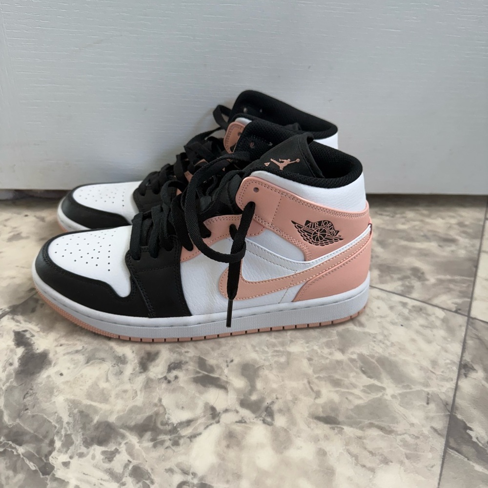 Jordan Black and Pink Mid-Top Sneakers